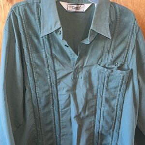 CLASSICS by Palmland GREEN cable knit COLLARED SHIRT Henley DAD GRANDPA VINTAGE